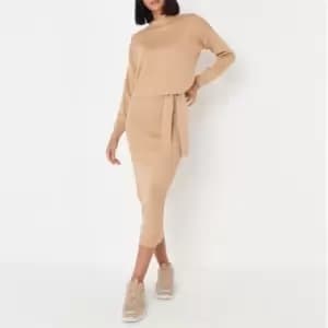 Missguided Tall Jumper And Knitted Midi Skirt Co Ord Set - Beige