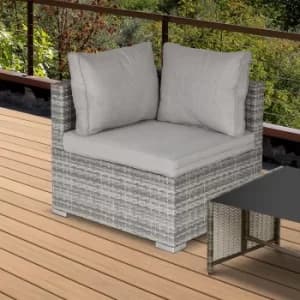 Outsunny PE Rattan Wicker Corner Sofa Garden Furniture Single Sofa Chair w/ Cushions, Grey