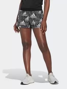 adidas Made For Training Logo Graphic Pacer Shorts, White/Black Size M Women