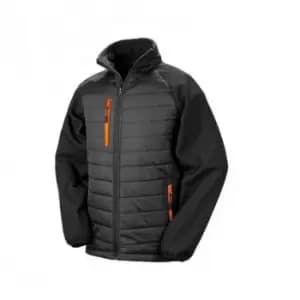 Result Mens Black Compass Padded Soft Shell Jacket (M) (Black/Orange)