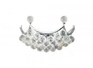 Wall Lamp 2 Light Polished Chrome, Crystal