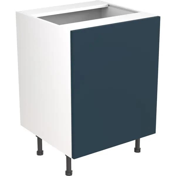 Kitchen Kit Flatpack Slab Kitchen Cabinet Base Sink Unit Ultra Matt 600mm in Indigo Blue MFC