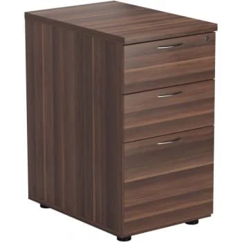 3 Drawer 600MM Desk High Pedestal - Dark Walnut
