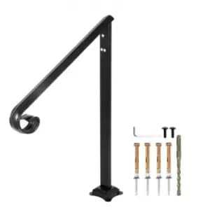 VEVOR 1-2 Step Handrail, Black Steel Railing for Steps 330LBS Capacity Stair Handrail Baking Varnish Metal Handrail for Stairs Stylish Handrails for O