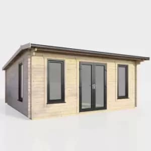 Power 18' x 14' Apex Log Cabin - Central Doors