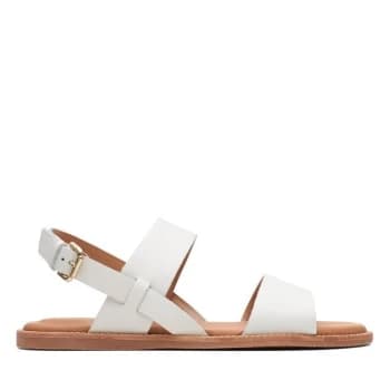 Clarks Karsea Strap Flat Sandals - White