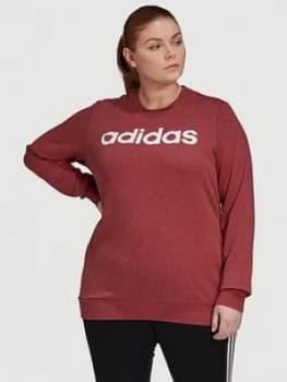 Adidas Essentials Linear Sweat - Plus Size, Red/White, Size 1X, Women