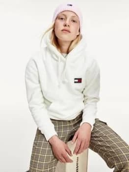Tommy Jeans Badge Polar Fleece Hoodie - White