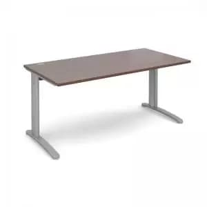 TR10 straight desk 1600mm x 800mm - silver frame and walnut top