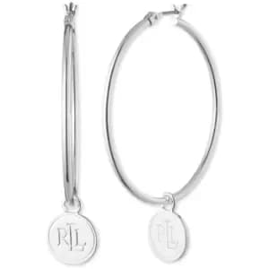 Lauren by Ralph Lauren Lauren Ralph Lauren Silver Logo Hoop Earrings - Silver