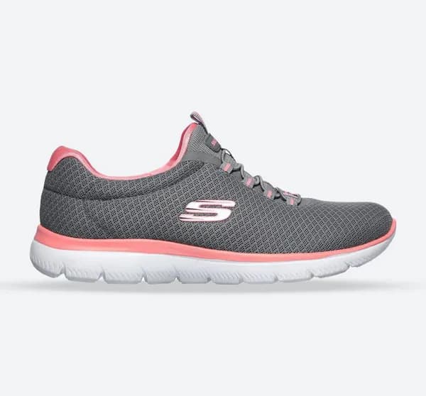 Skechers Womens Summits Slip On Lightweight Sports Trainers UK Size 5 (EU 38) Grey/Pink SKE1170-GYPK-5