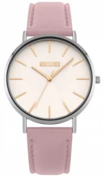 Missguided Ladies Pink Leather Strap White Dial Watch