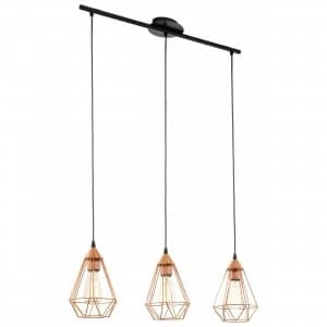 EGLO ES/E27 Tarbes Copper Coloured Pendant Light 3x60W - 94195