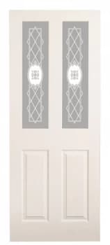 Wickes Stirling Internal White Glazed Grained 4 Panel Moulded Door - 1981 x 686mm