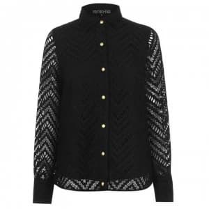 Biba Long Sleeve Lace Shirt - Black