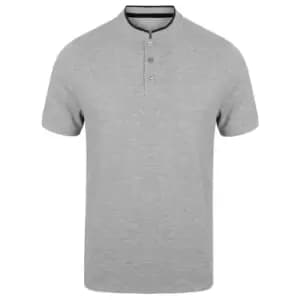 Front Row Mens Stand Collar Stretch Polo Shirt (S) (Heather/Bright Navy)