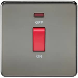 KnightsBridge 45A 1G DP 230V Screwless Black Nickel Electric Switch With Neon