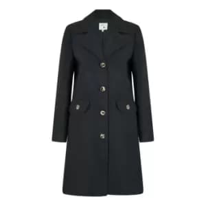 Yumi Black Military Button Through Coat - Black