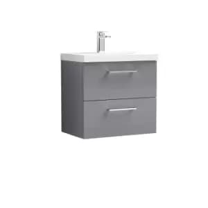 Nuie Arno 600mm Wall Hung 2 Drawer Vanity & Thin-Edge Basin Cloud Grey