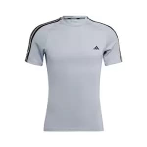 adidas Techfit 3-Stripes Training T-Shirt Mens - Grey