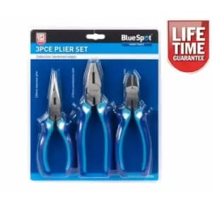 Bluespot 3Pc Soft Grip Combination Pliers Set Long Nose Cutters Side Cutting Plier