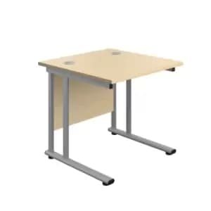 Tc 800 x 800 Twin Upright Rectangular Desk Maple-Silver