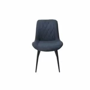 Aspen Diamond Stitch Blue Cord Fabric Dining Chair Black Tapered Legs Pair