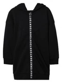 DKNY Girls Long Line Zip Through Hoodie, Black, Size Age: 10 Years, Women