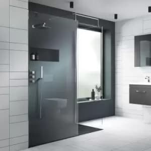 Nuie - Wet Room Screen 1850mm High x 1400mm Wide with Support Bar 8mm Glass - Chrome