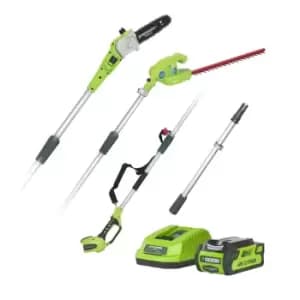 Greenworks 40V 20cm (8") Cordless Pole Pruner & 51cm (20") Cordless Hedge Trimme