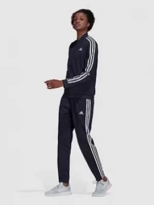 adidas Essentials 3 Stripes Tracksuit, Navy/White, Size S, Women