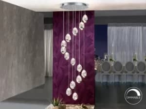 Rocao Dimmable 14 Light Integrated LED Light Pendant Light Cluster Drop, Chrome, Bluetooth control