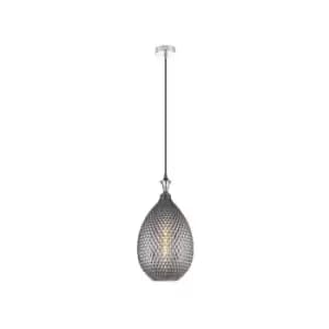 Grevena Ceiling Pendant Light 1x E27 Glass Smoke Grey