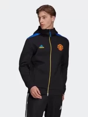 adidas Manchester United Z.N.E. Anthem Jacket, Black/Blue Size XL Men