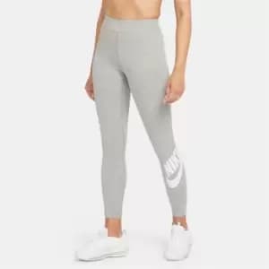 Nike Sportswear Essential Womens High-Waisted Logo Leggings - Grey