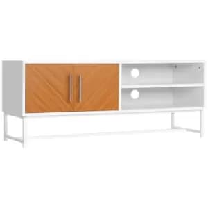 Homcom TV Unit Cabinet With Shelves And Cupboard White And Wood Effect