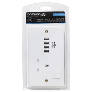 Daewoo Single Switch Socket with 4 USB Ports