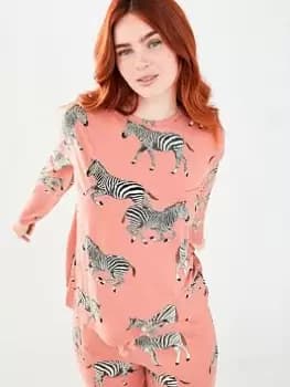 CHELSEA PEERS Chelsea Peers Long Crew Printed Set, Pink Size M Women