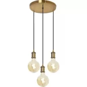 4lite Decorative 3 Light Circular Ceiling Pendant - Antique Brass
