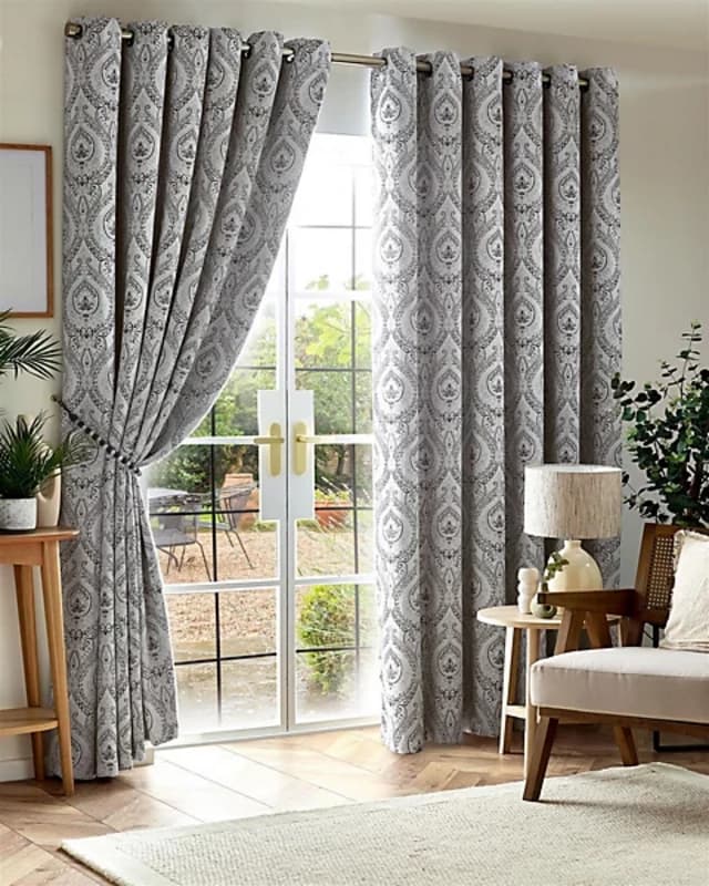 Victoria Triple Woven Ready Made Eyelet Blackout Curtains Silver