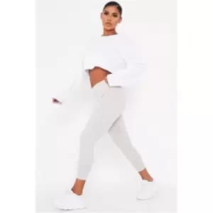 I Saw It First Grey Marl Cotton Elastane Ruched Front Long Sleeved Bodysuit - Grey