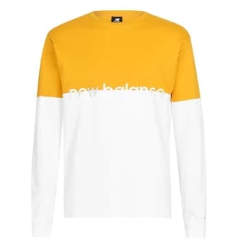 New Balance Athletic Stripe Long Sleeve T Shirt Mens - White