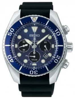 Seiko Prospex Gents Solar Black Silicone Strap Blue Dial Watch
