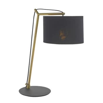 Ravenna Table Lamp Matt Brass Plate & Black Cotton Fabric
