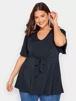 Yours Front Wrap Angel Sleeve Ity Top - Blue Size 18, Women