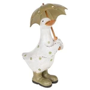 Polka Dot Brolly Duck Small Green Ornament