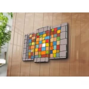 3PATK-95 Multicolor Decorative Canvas Painting (3 Pieces)