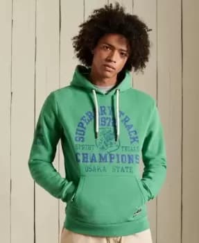 Superdry Mens Track & Field Hoodie Green / Oregon Green Marl - Size: M