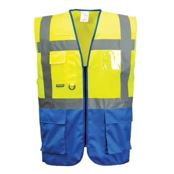 Portwest Warsaw Executive Class 1 Hi Vis Vest Yellow / Royal Blue 2XL