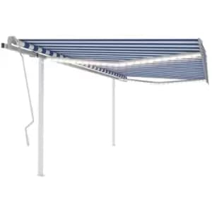 Vidaxl - Manual Retractable Awning with LED 4.5x3.5 m Blue and White Blue
